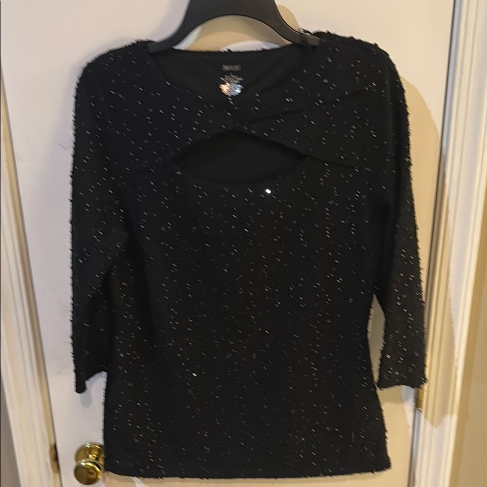 Jennifer Lopez Black Sparkle Blouse